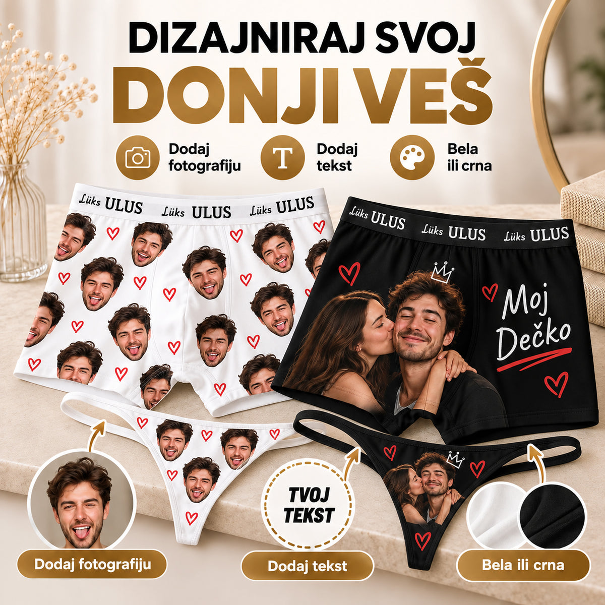 DIZAJNIRAJ DONJI VEŠ | Personalizovane bokserice i tange – Šta Pokloniti RS