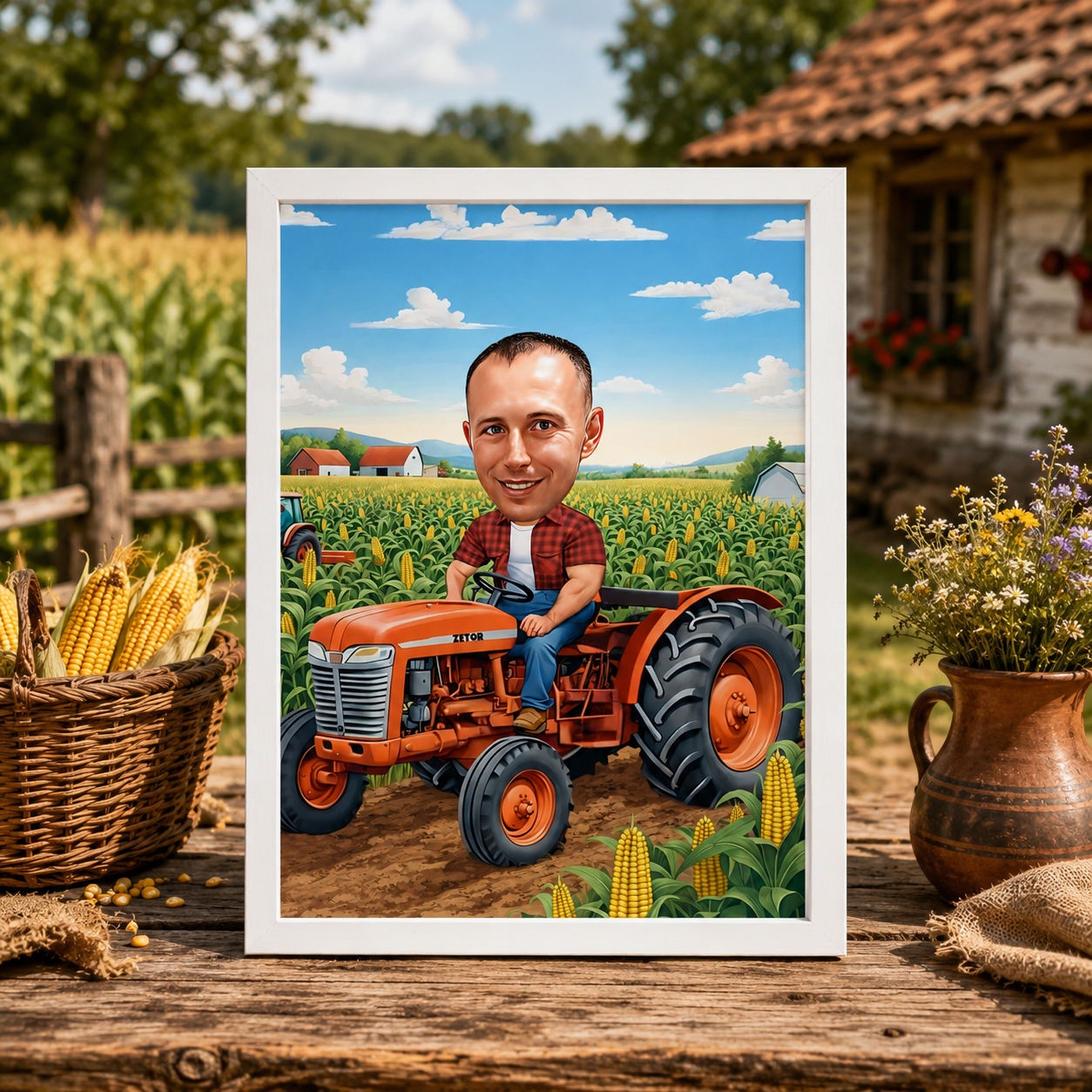 Karikatura A4 - Na traktoru