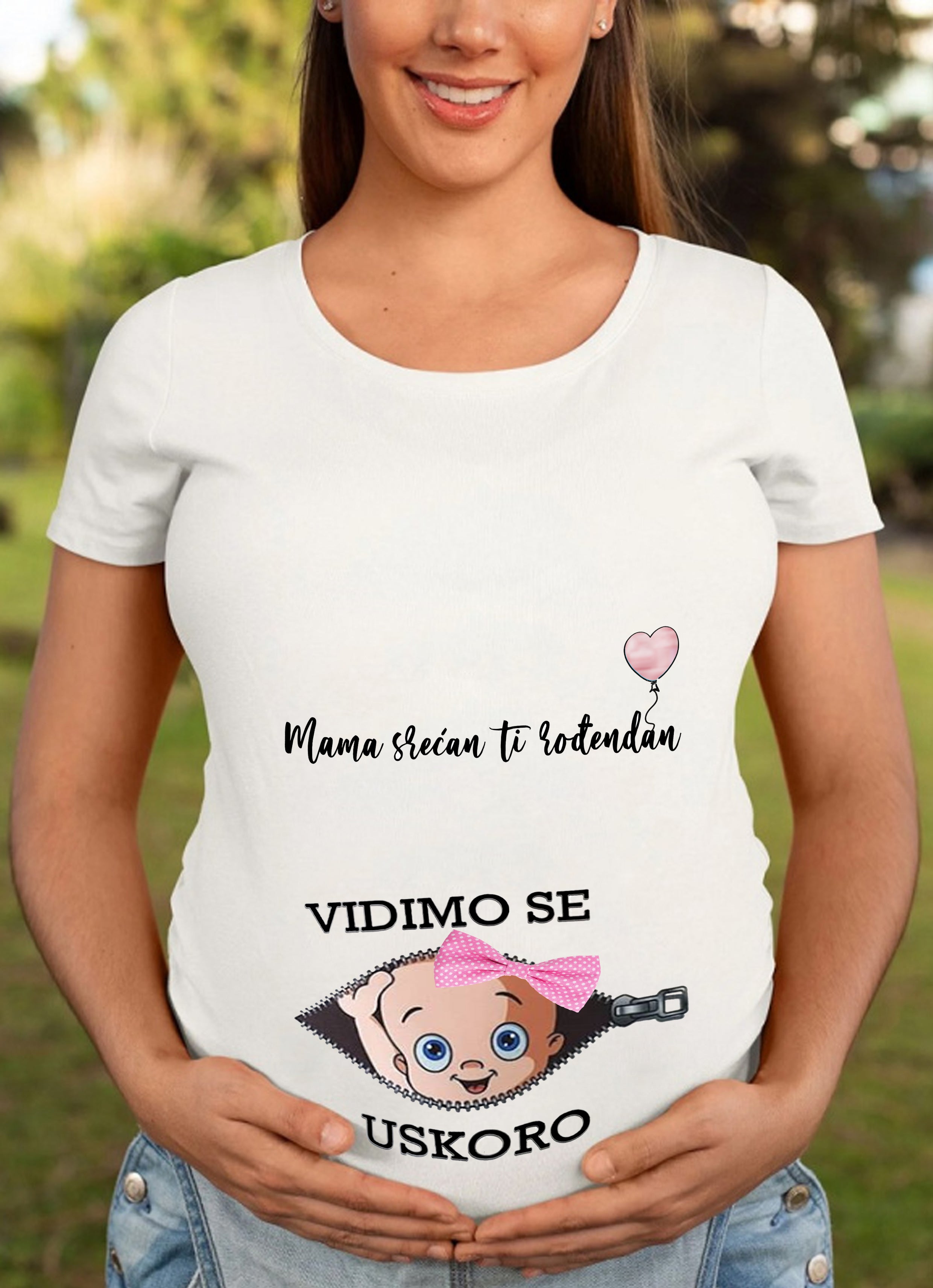 Majice za trudnice - VIDIMO SE USKORO - BELE