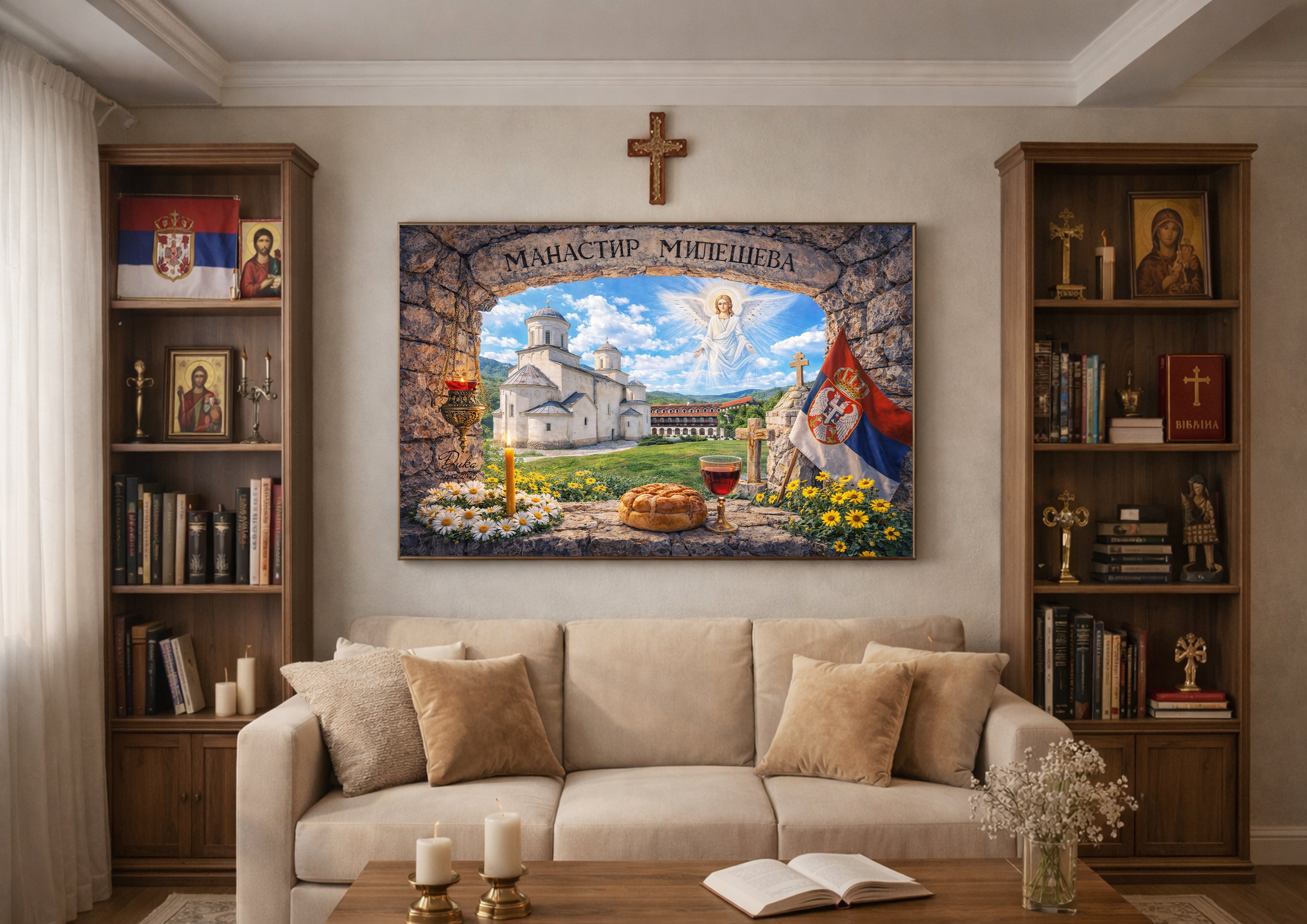 Manastiri - Canvas platna - POGLED KROZ KAMENI PROZOR