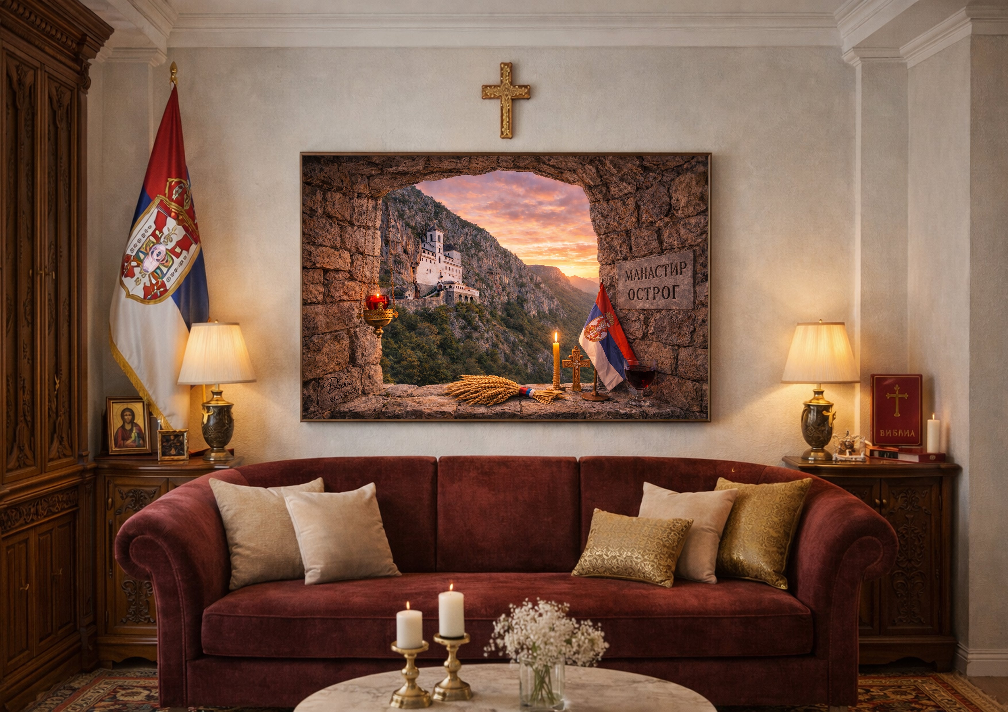 Manastiri - Canvas platna - POGLED KROZ KAMENI PROZOR