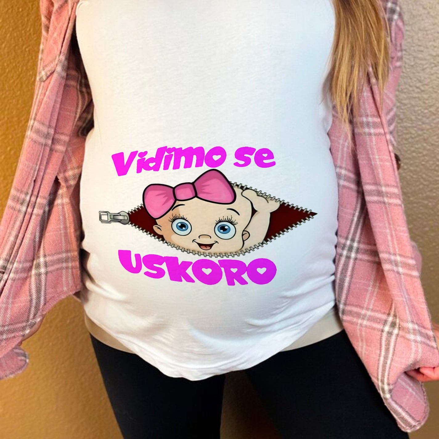 Majice za trudnice - VIDIMO SE USKORO - BELE