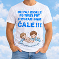 Bela muška majica sa natpisom Cepaj brale po treći put postao sam ćale