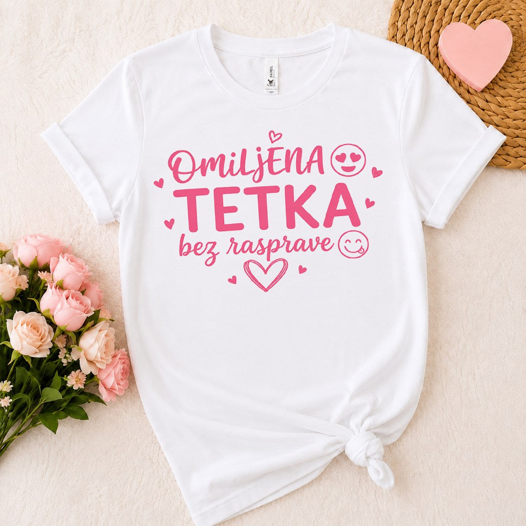 Ženska majica „Omiljena tetka bez rasprave“ – roze
