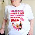 Ženska majica „Sipajte mi piće – postala sam baka“