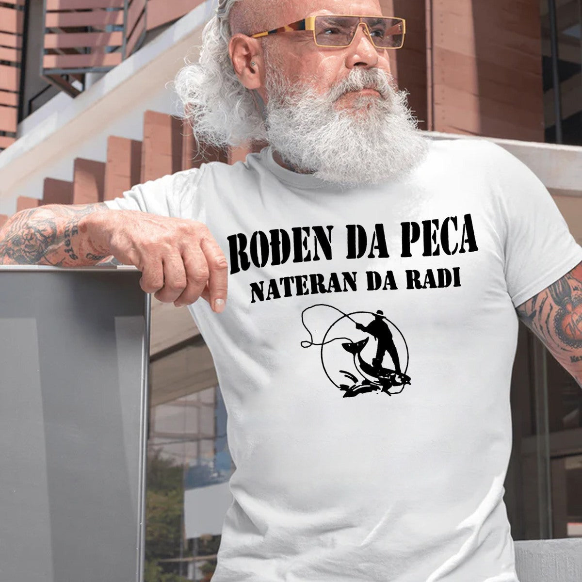Muška majica „Rođen da peca, nateran da radi“