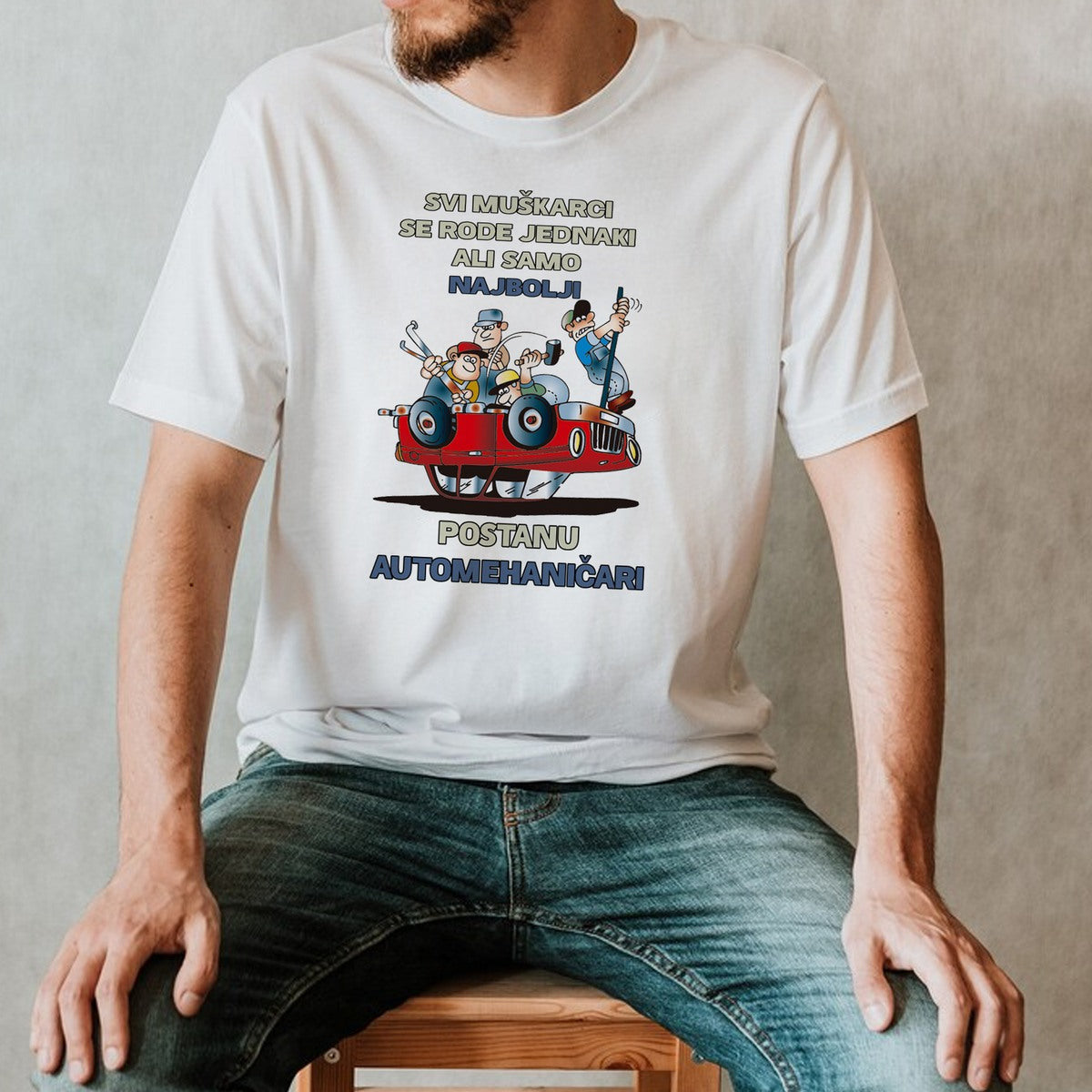 Muška majica za automehaničara sa motivom automobila
