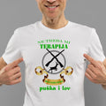 Muška majica za lovca „Ne treba mi terapija, puška i lov“