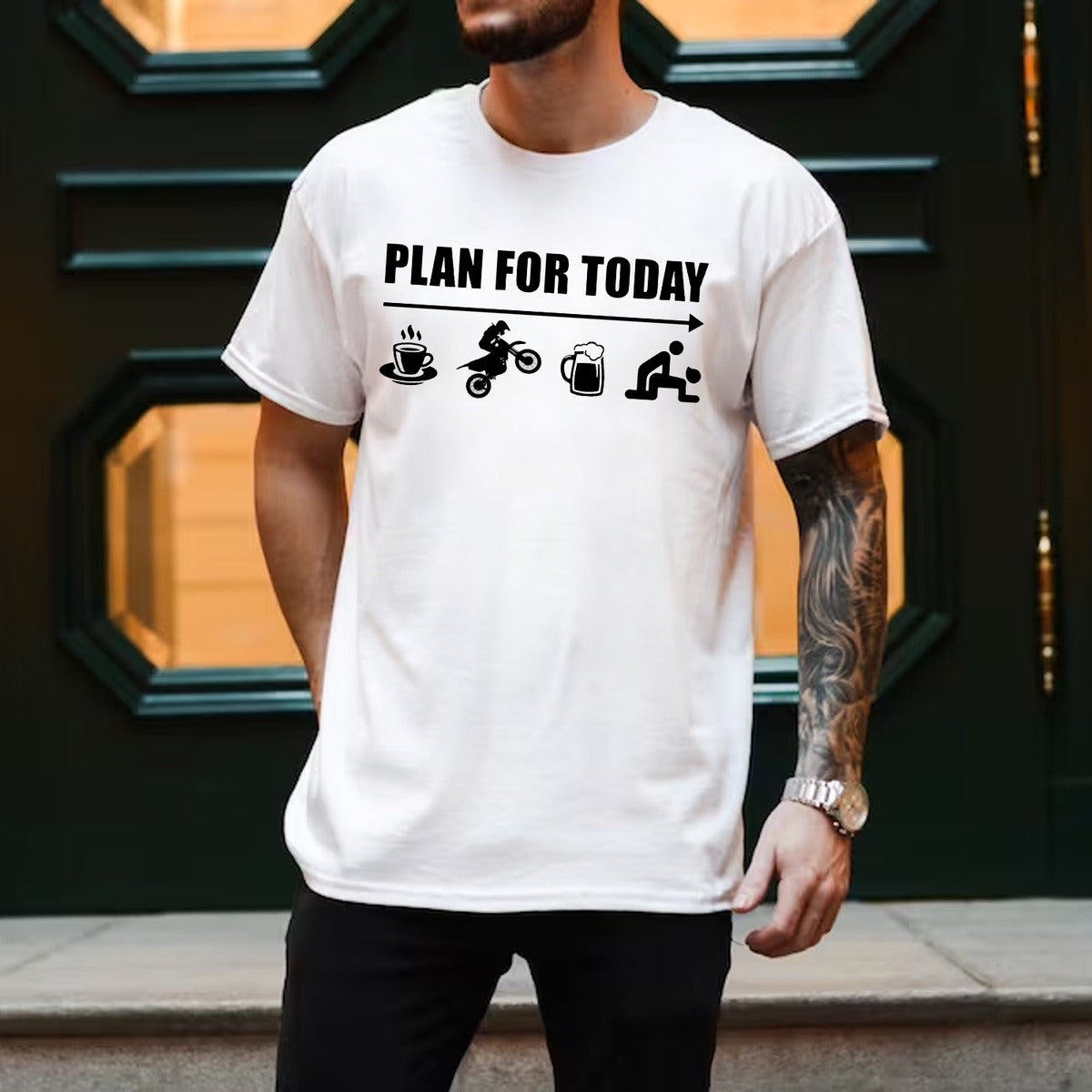 Muška majica „Plan for today – motor i seks“