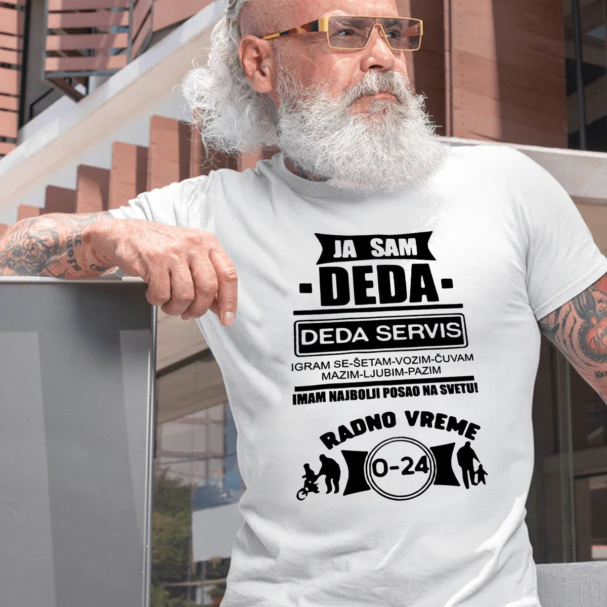 Bela majica Ja sam deda, šaljivi deda servis