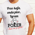 Muška majica „Prvo kafa, onda pivo – igram poker“