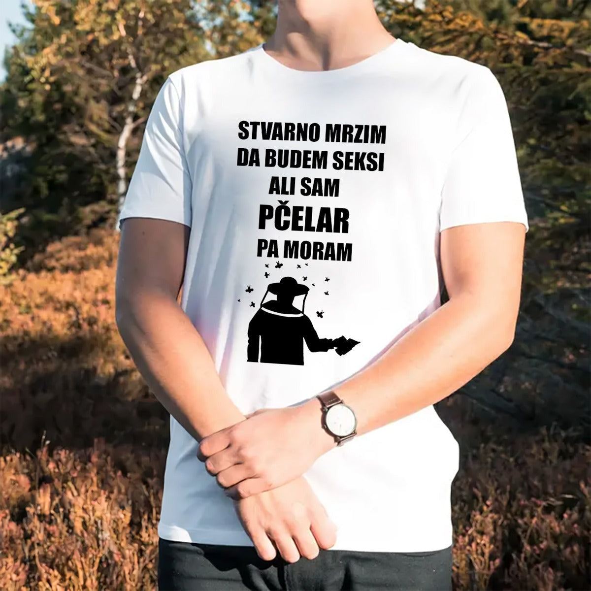 Muška majica „Stvarno mrzim da budem seksi, ali sam pčelar“