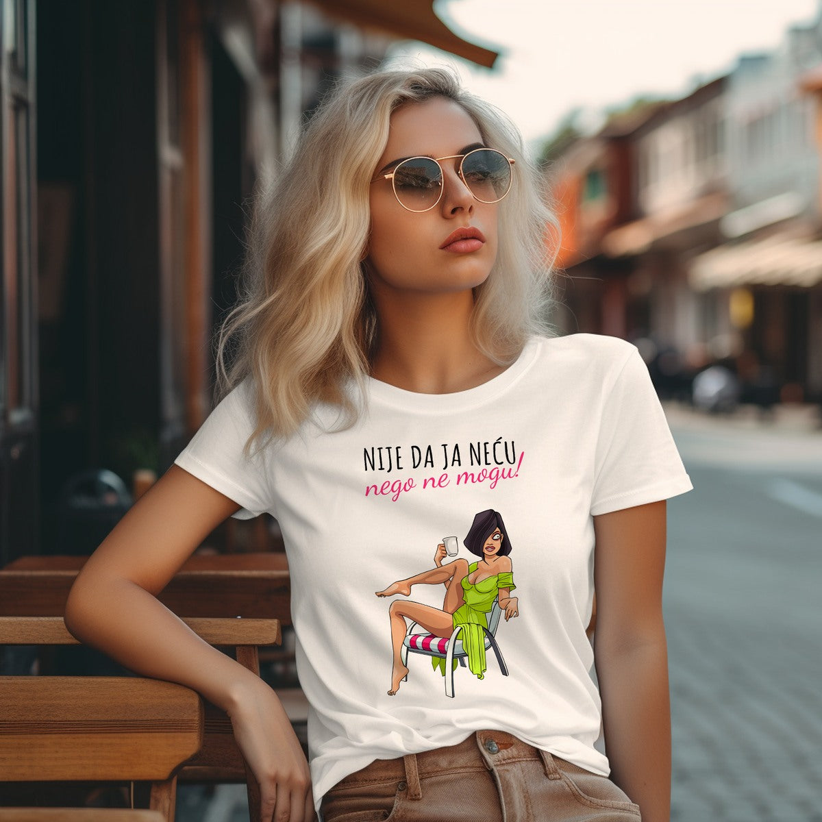 Ženska majica „Nije da ja neću, nego ne mogu“