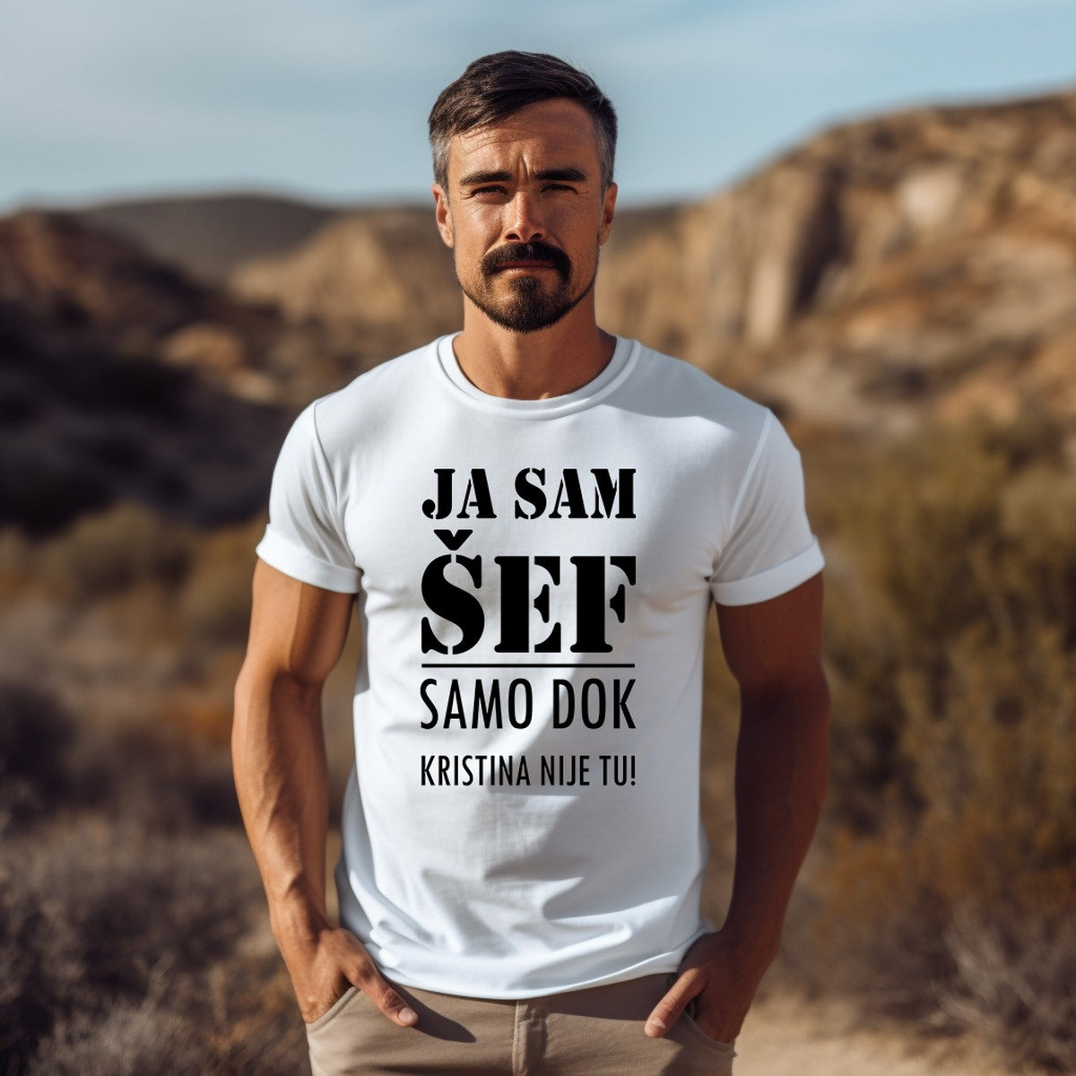 Personalizovana muška majica „Ja sam šef, samo dok Kristina nije tu“