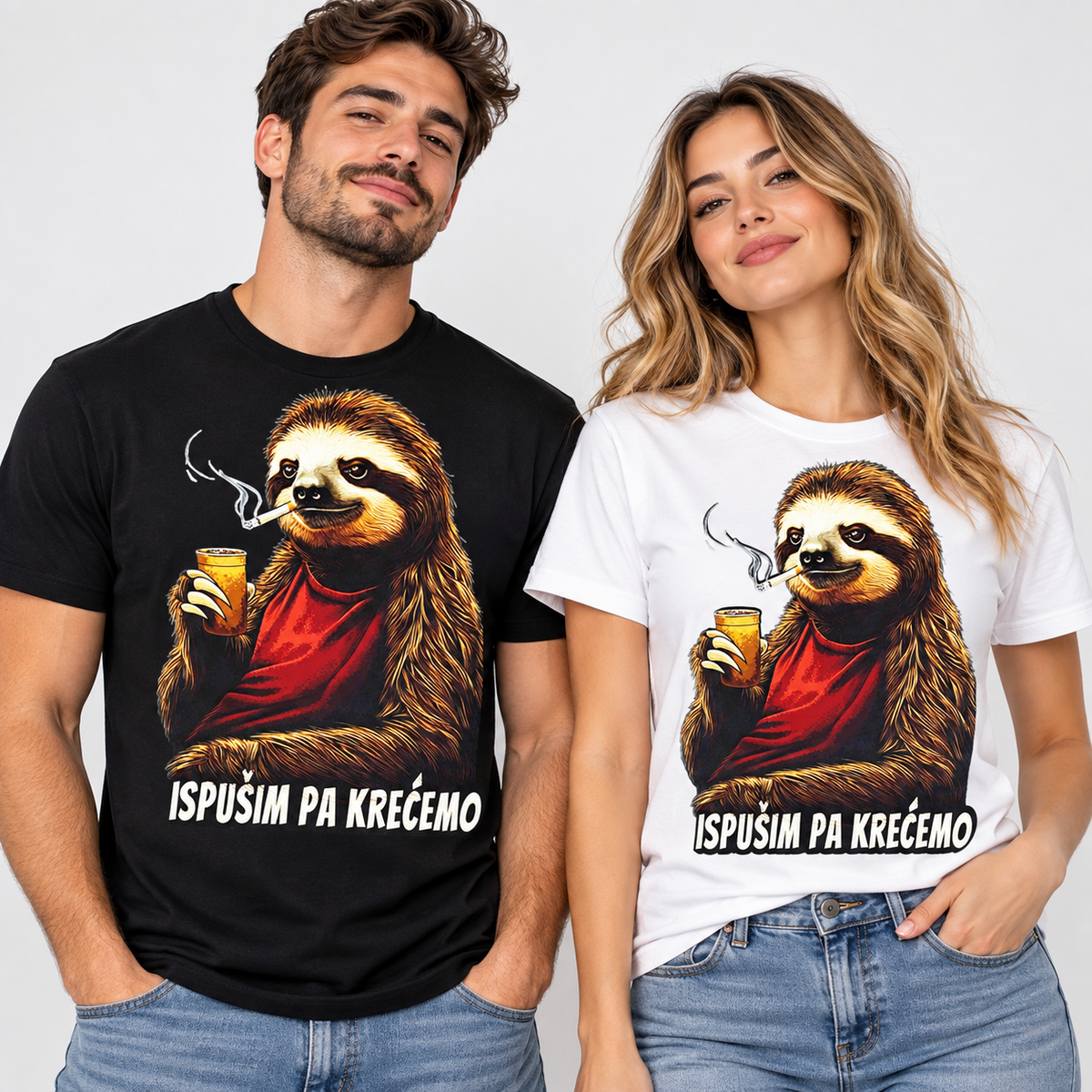 Muška i ženska majica sa motivom Ispušim pa krećemo