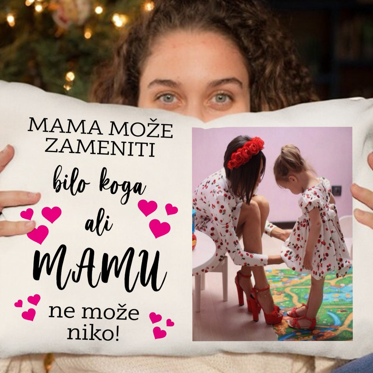 Personalizovani jastuk za mamu sa fotografijom i porukom Mamu ne može niko zameniti