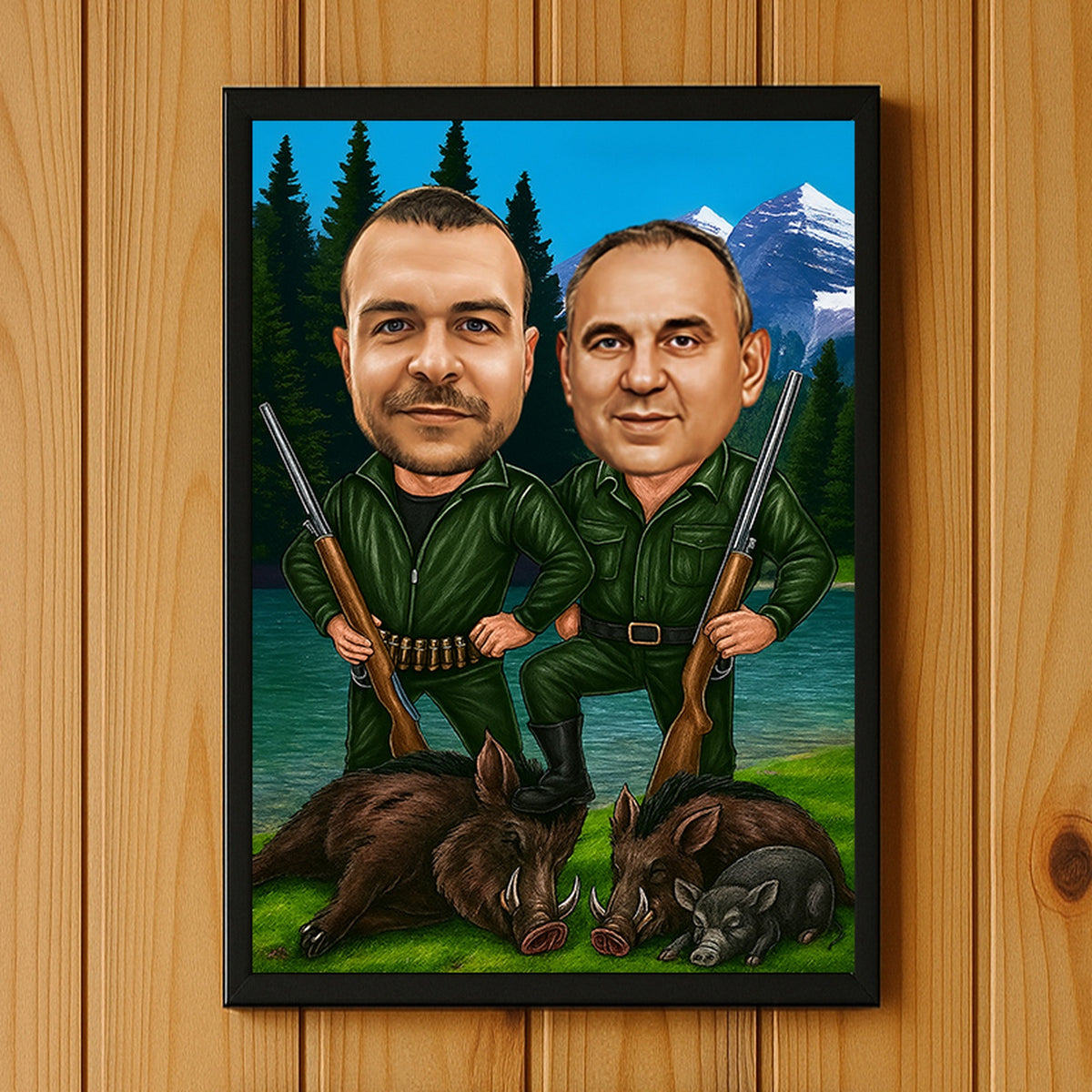 Dva lovca u prirodi – tematska karikatura