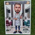 Karikatura frizera u salonu – personalizovani poklon