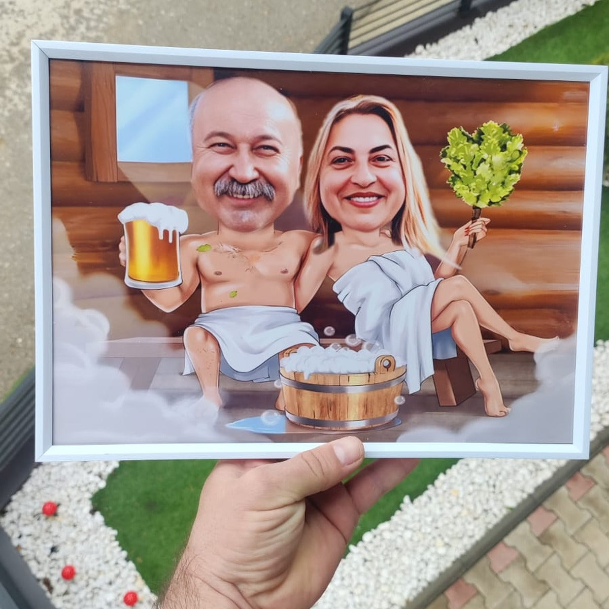 Karikatura para u sauni – personalizovani poklon