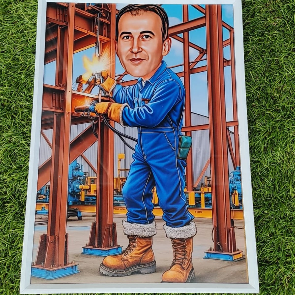 Karikatura varioca na čeličnoj konstrukciji – personalizovani poklon
