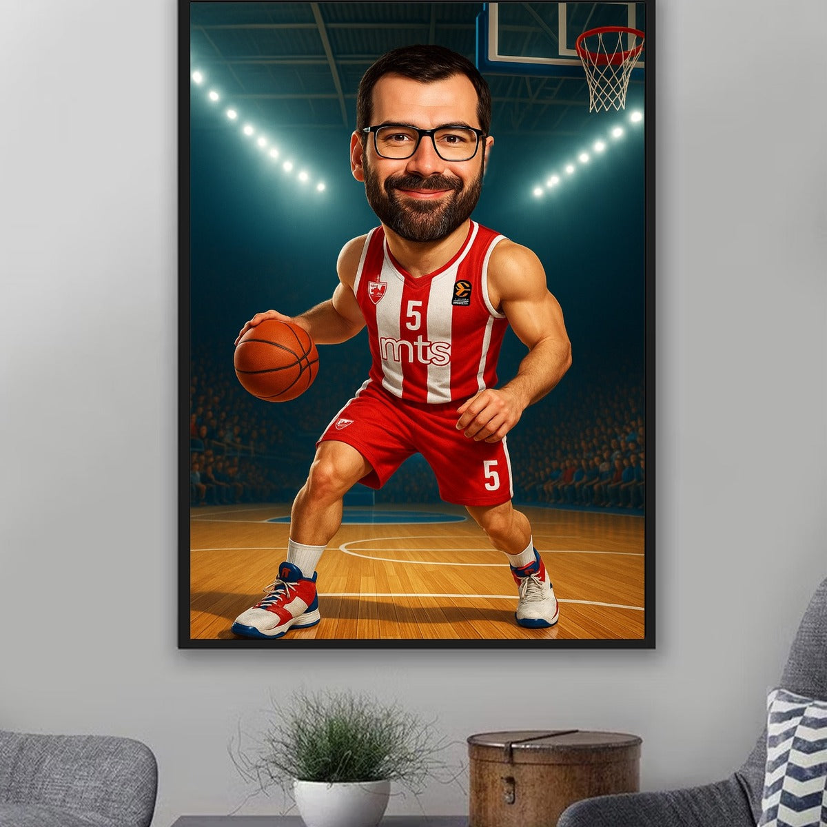 Karikatura košarkaša Crvene zvezde – personalizovani poklon