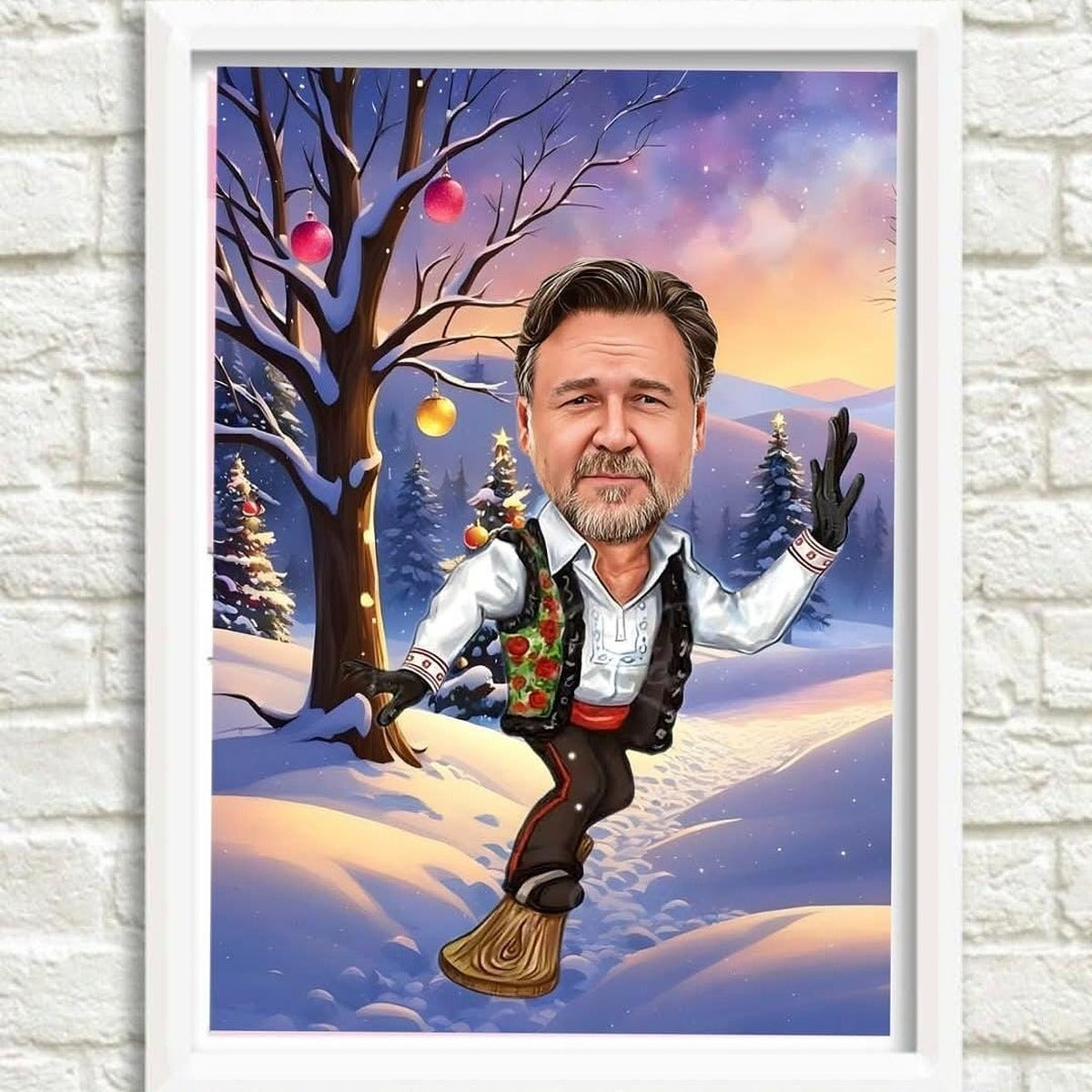 Zimska karikatura muškarca u narodnoj nošnji – personalizovani poklon