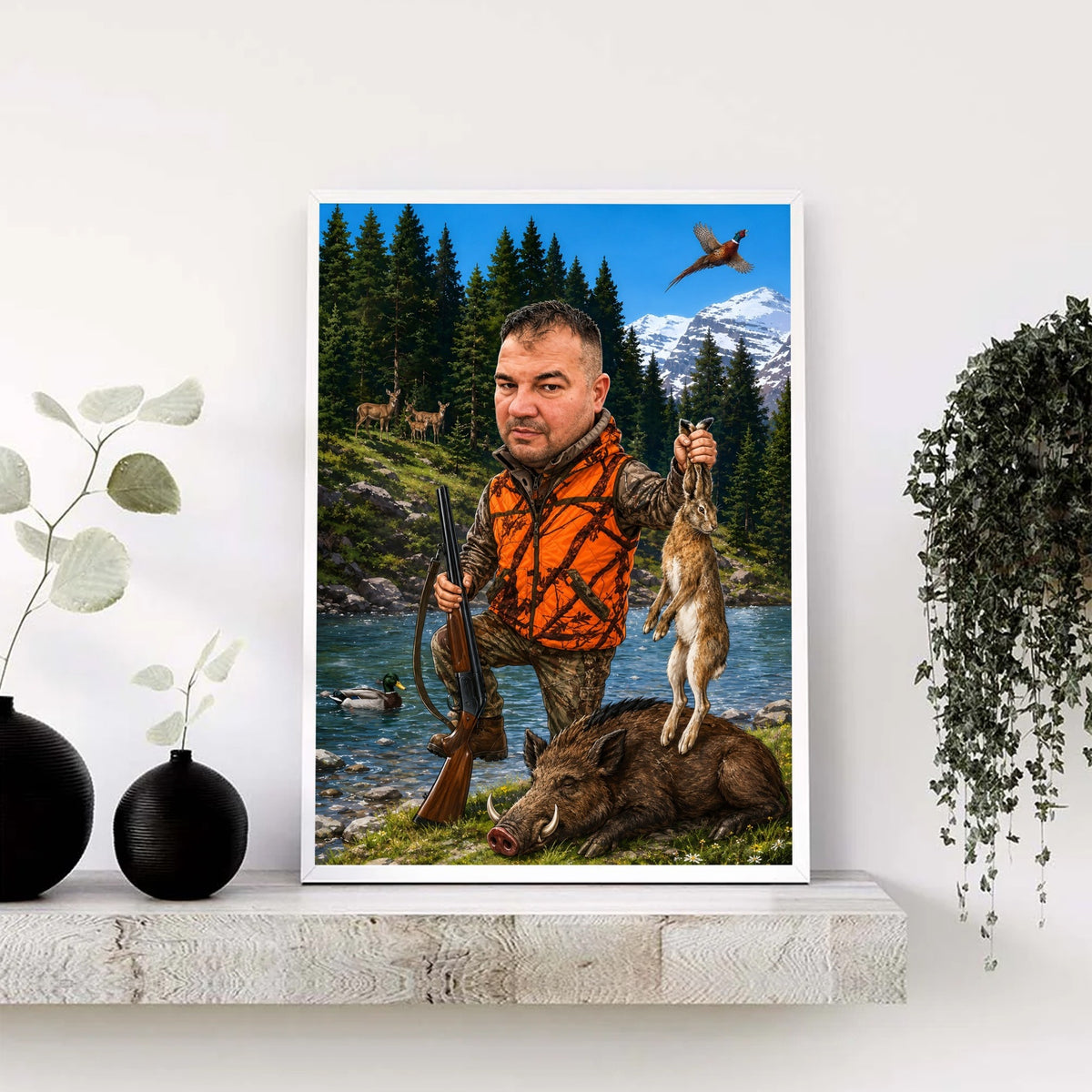 Lovac sa različitom divljači – tematska karikatura