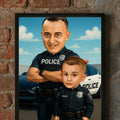 Personalizovana karikatura oca i sina policajaca