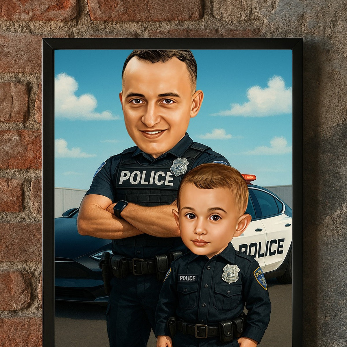 Personalizovana karikatura oca i sina policajaca