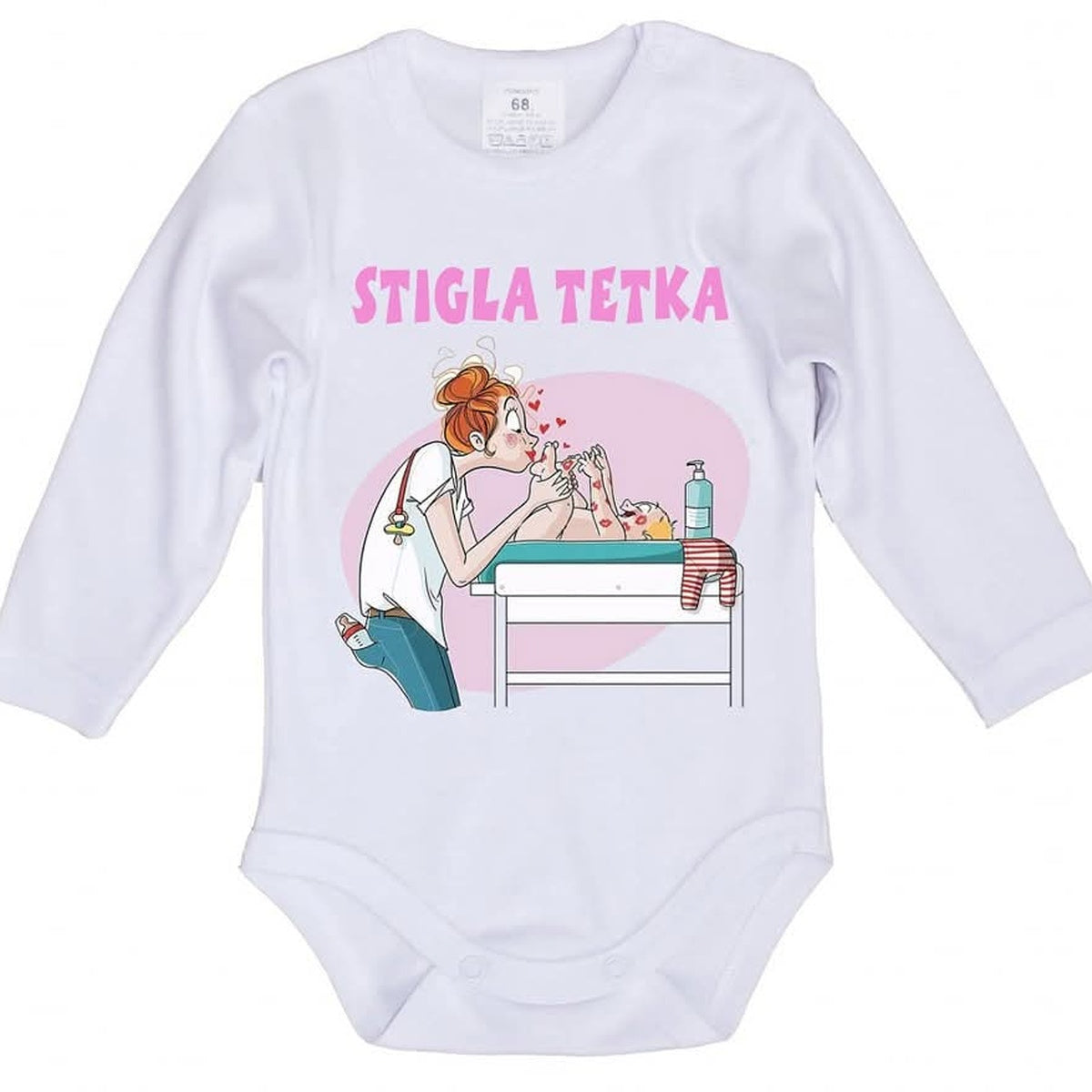 Stigla tetka – roze dezen | Bodić za bebe