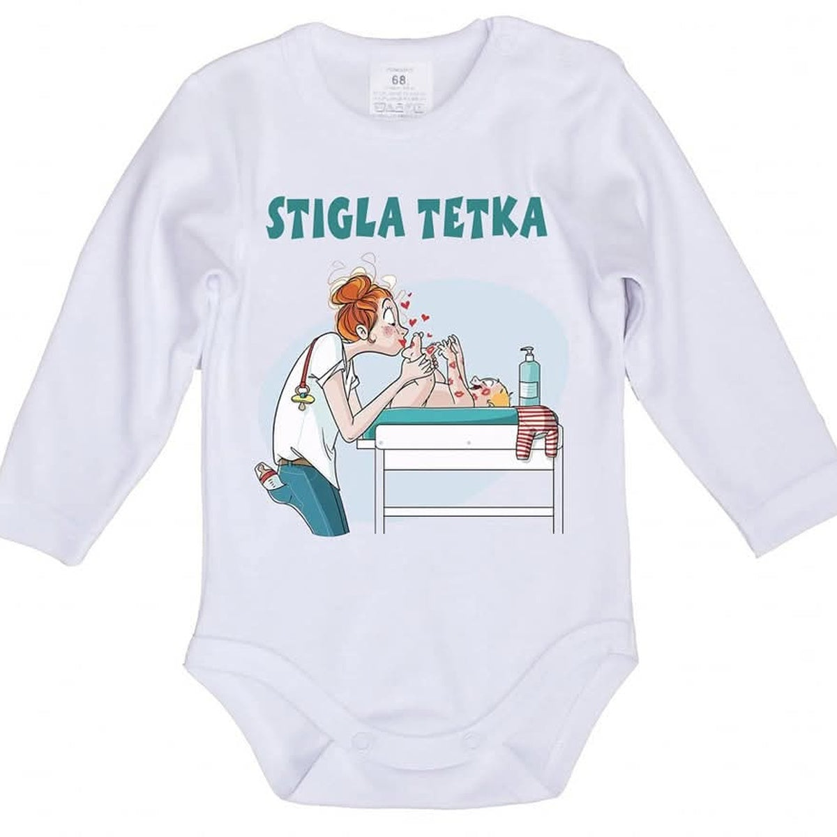 Stigla tetka – plavi dezen | Bodić za bebe