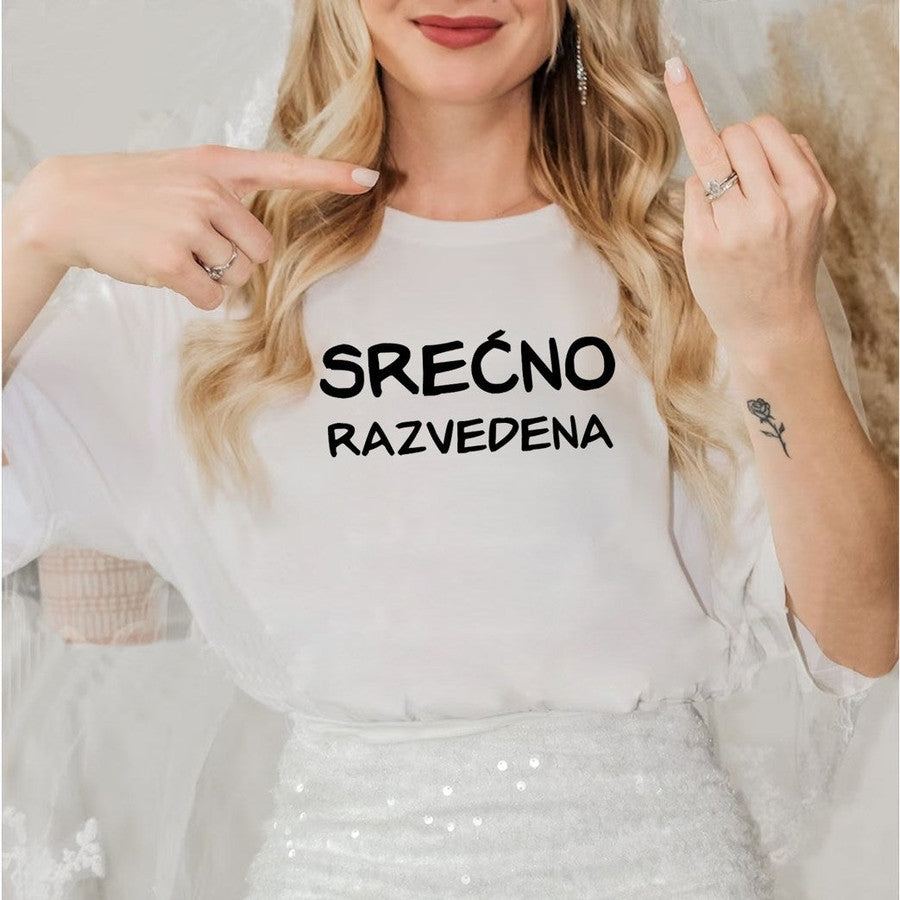 Ženska majica „Srećno razvedena“ – šaljiva