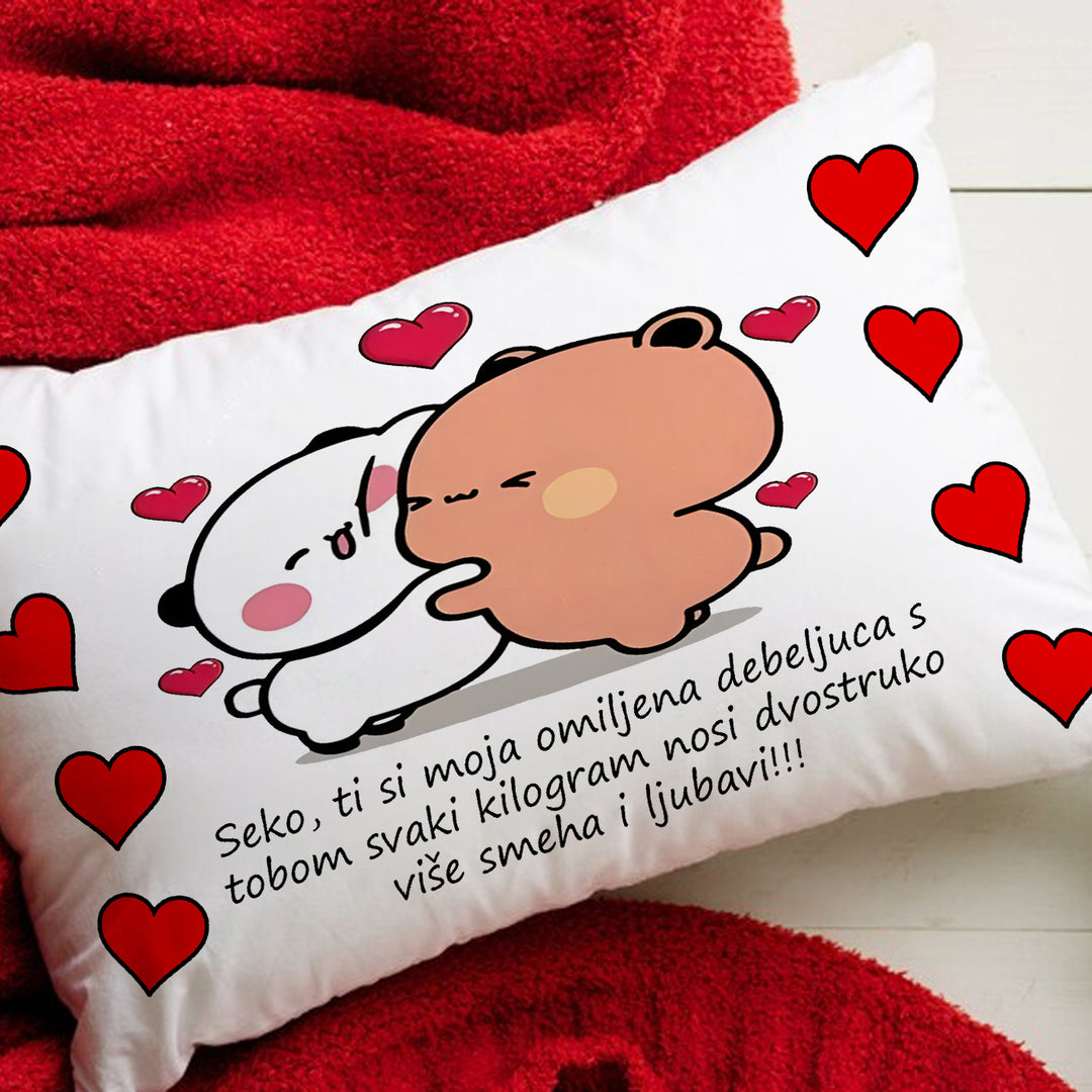 Jastuk sa štampom - Bubu & Dudu četvrtasti – NIJE LJUBAV – fotografija proizvoda 7