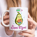 Bela šolja sa motivom avokada i natpisom Super Mama