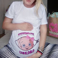 Trudnička majica „Vidimo se uskoro“ – beba u stomaku roze