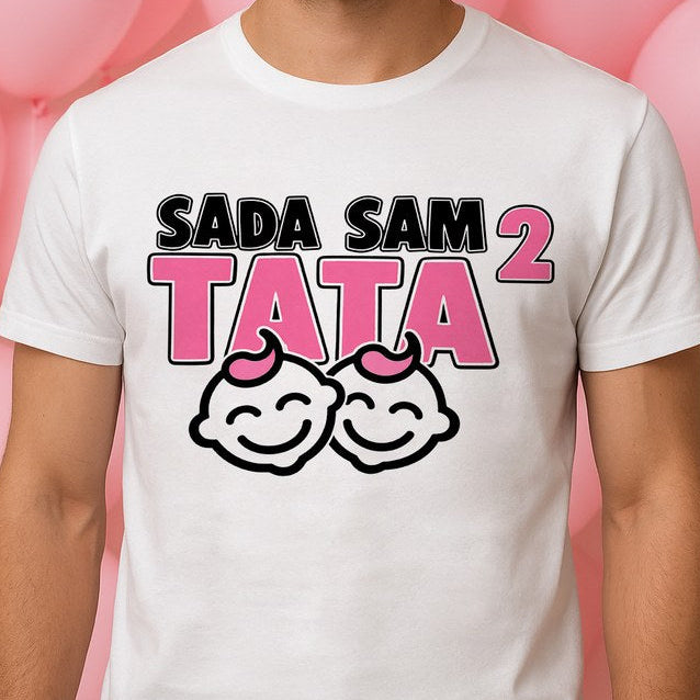 Muška majica „Sada sam tata 2“ – roze natpis